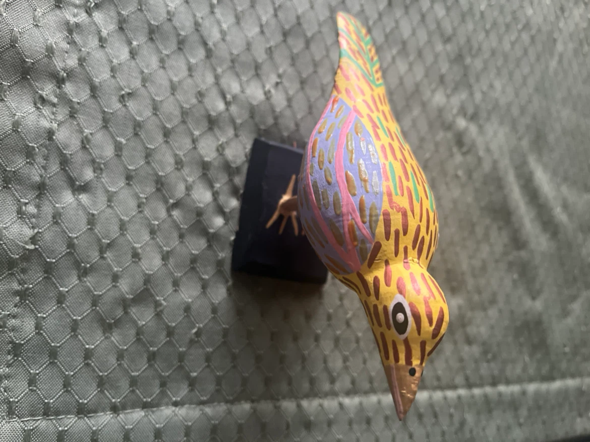 Hand-painted Wooden Bird Figurine