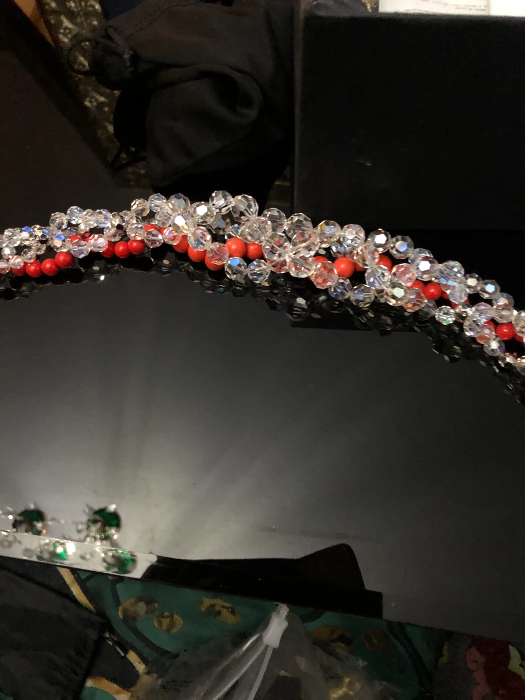 Swarovski Necklace with Crystal and Red Beads