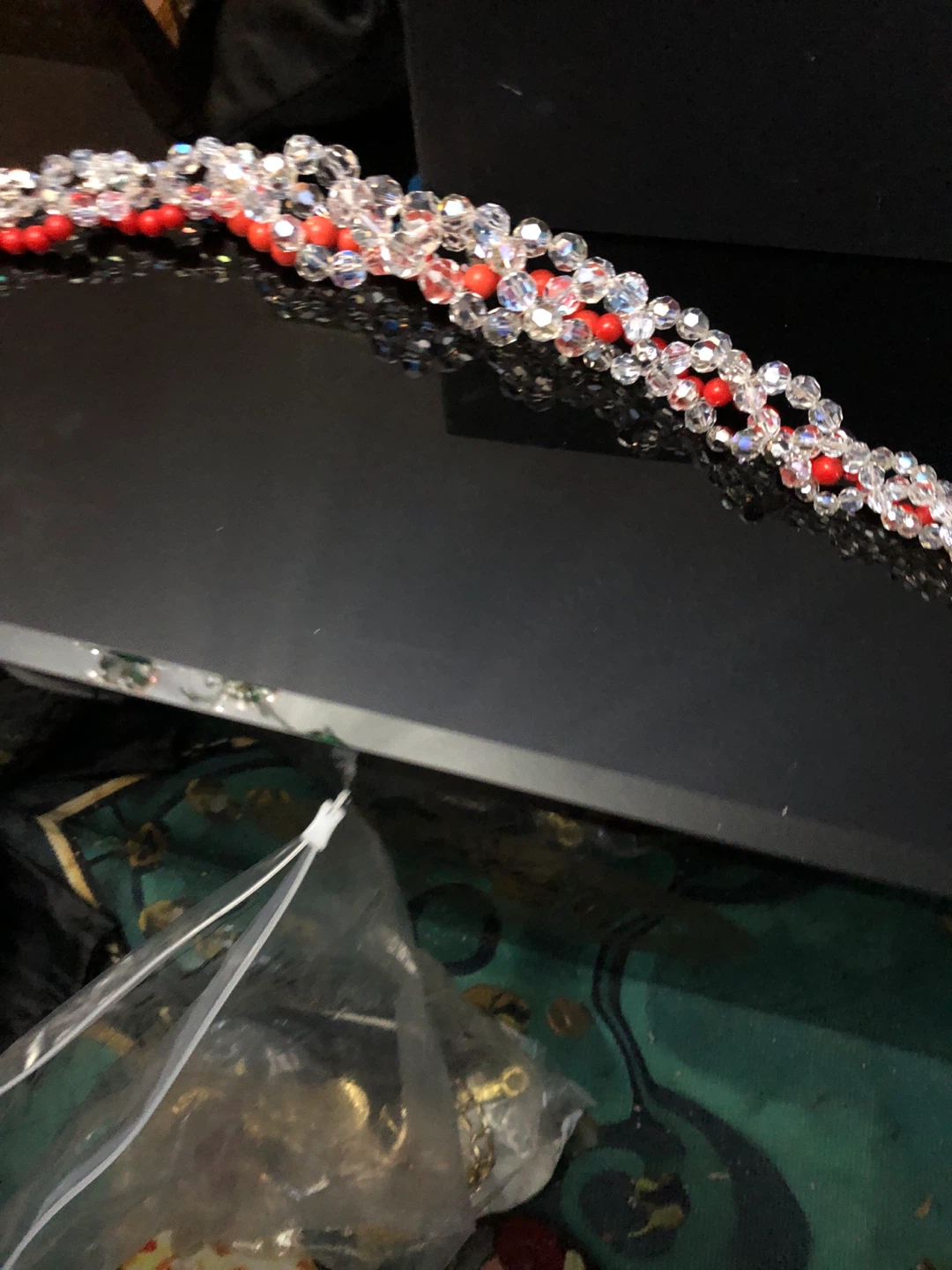 Swarovski Necklace with Crystal and Red Beads - photo 2