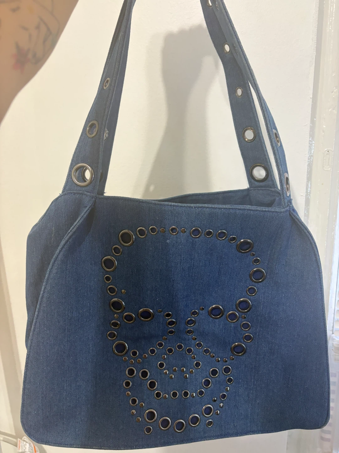 Denim Skull Shoulder Bag