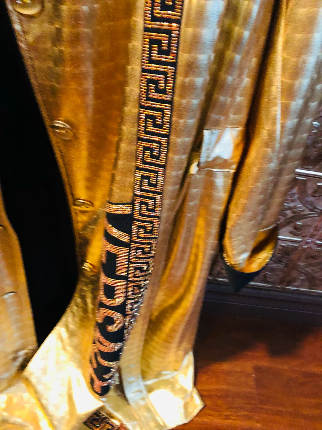 Gold Trench Coat with Black Accents L - photo 2