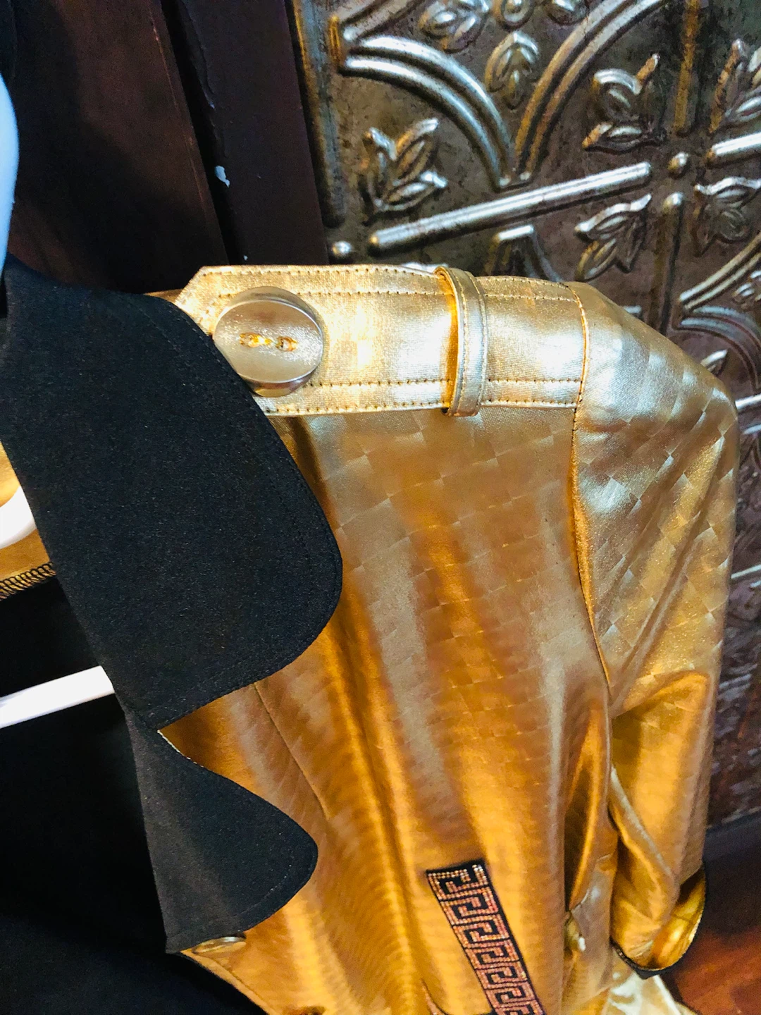 Gold Trench Coat with Black Accents L - photo 3