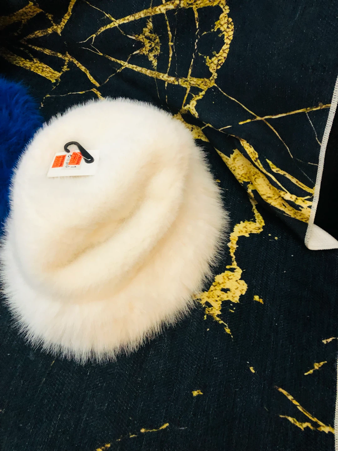 Blue Faux Fur Bucket Hat - photo 2
