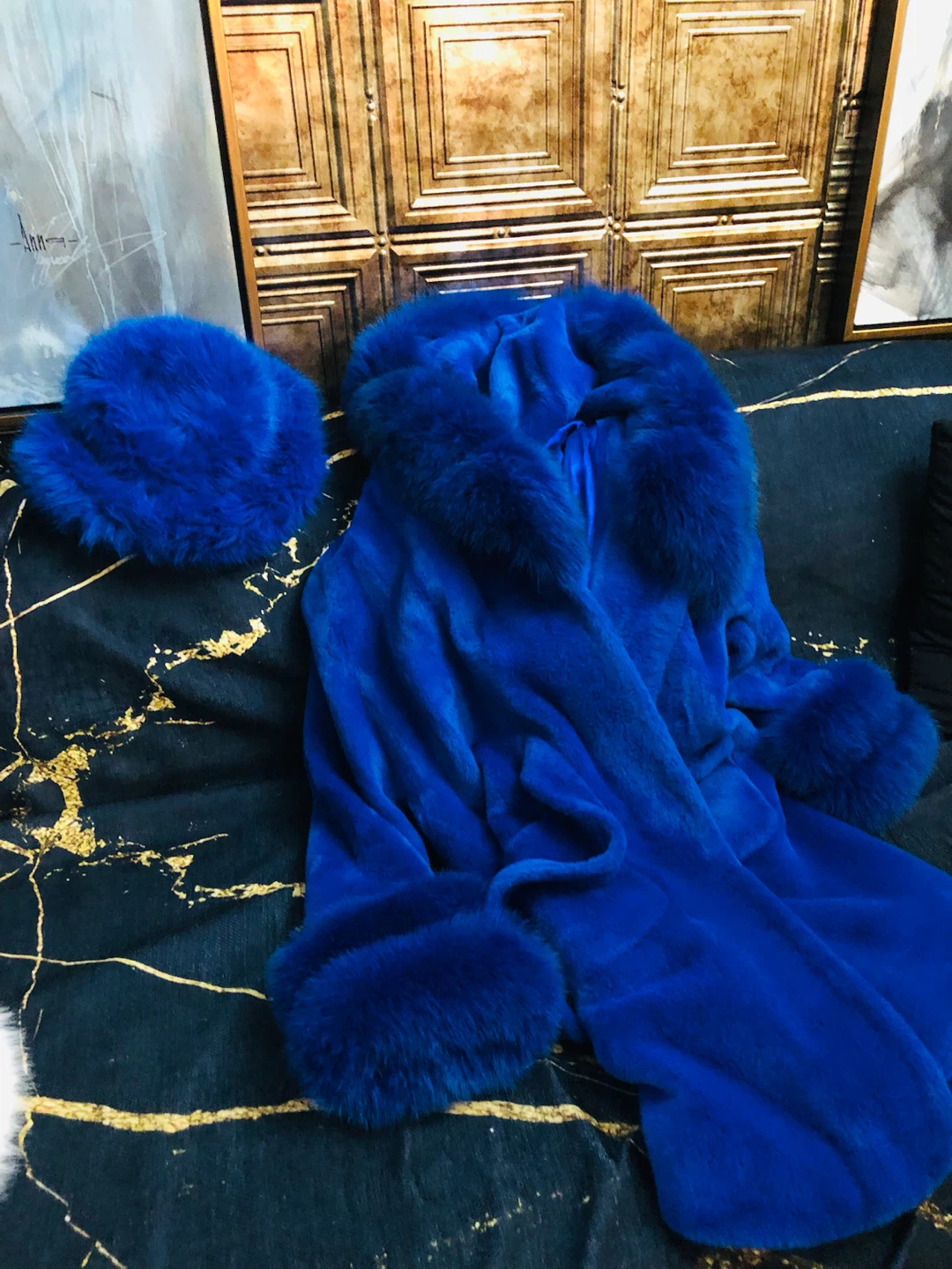 Blue Faux Fur Bucket Hat - photo 3