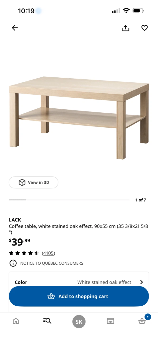 IKEA LACK Coffee Table - White Stained Oak Effect