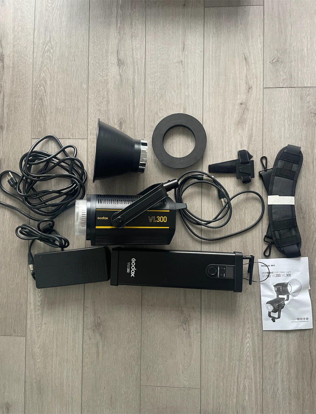 Godox VL300 LED Video Light with Accessories and Bag