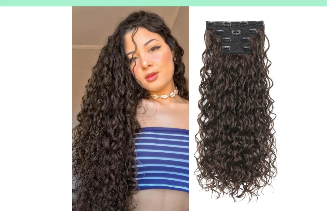 Clip-in Curly Hair Extensions - Dark Brown