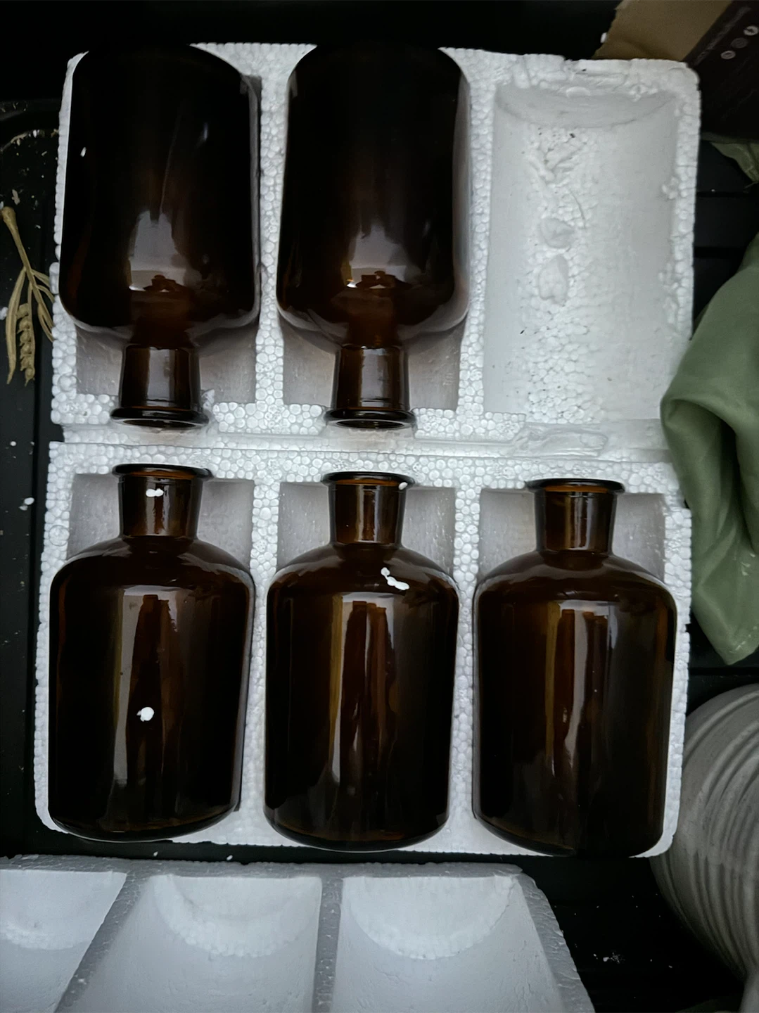 Amber Glass Bottles - Set of 5