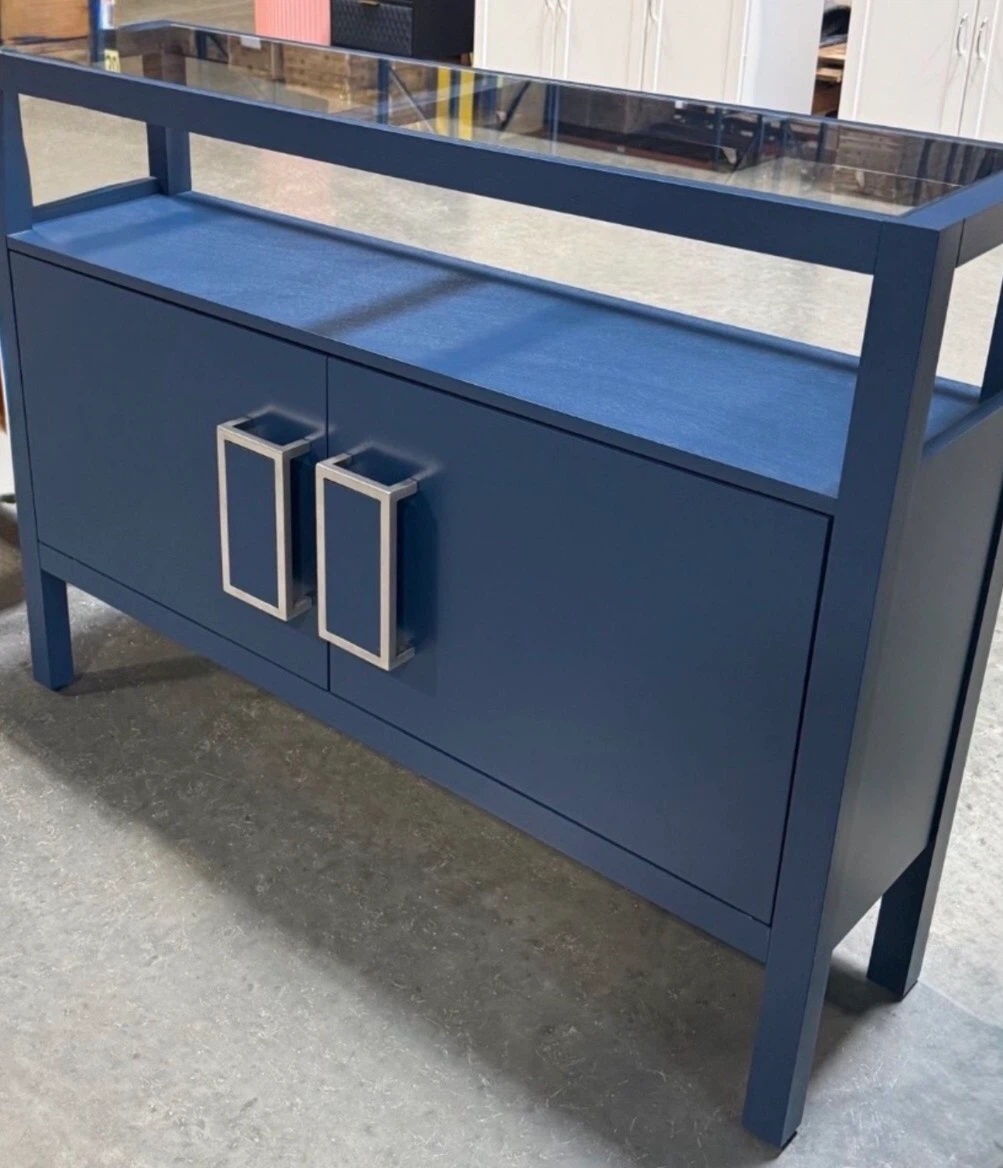 Navy Blue Console Table with Cabinet - photo 2