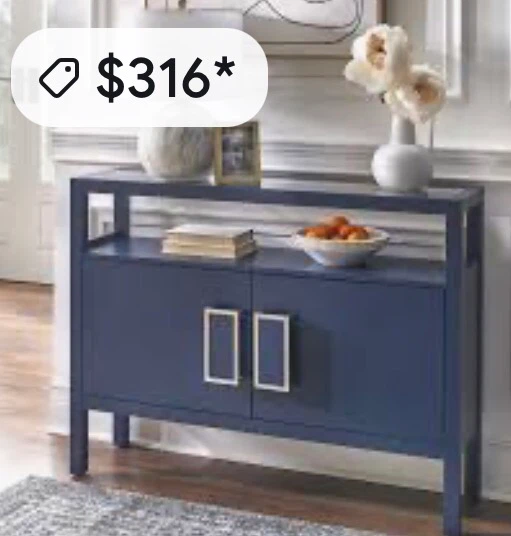 Navy Blue Console Table with Cabinet - photo 4