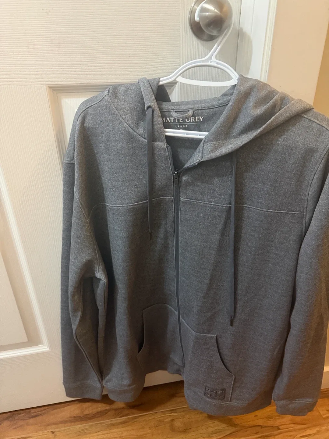 Matte Grey Zip-Up Hoodie