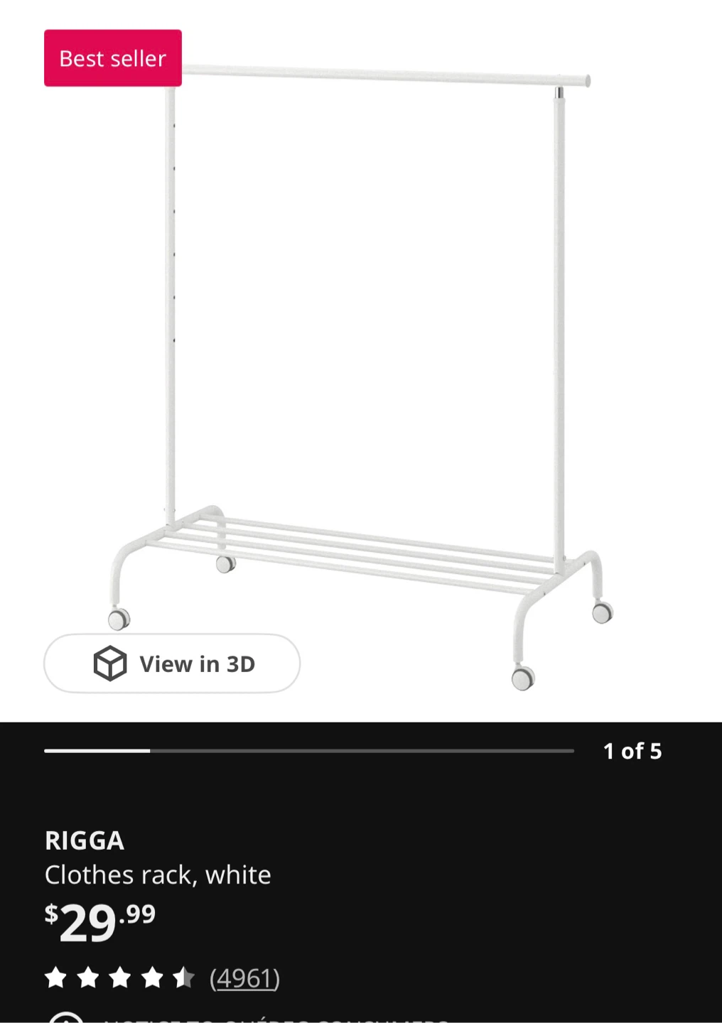 IKEA RIGGA Clothes Rack - White - photo 2