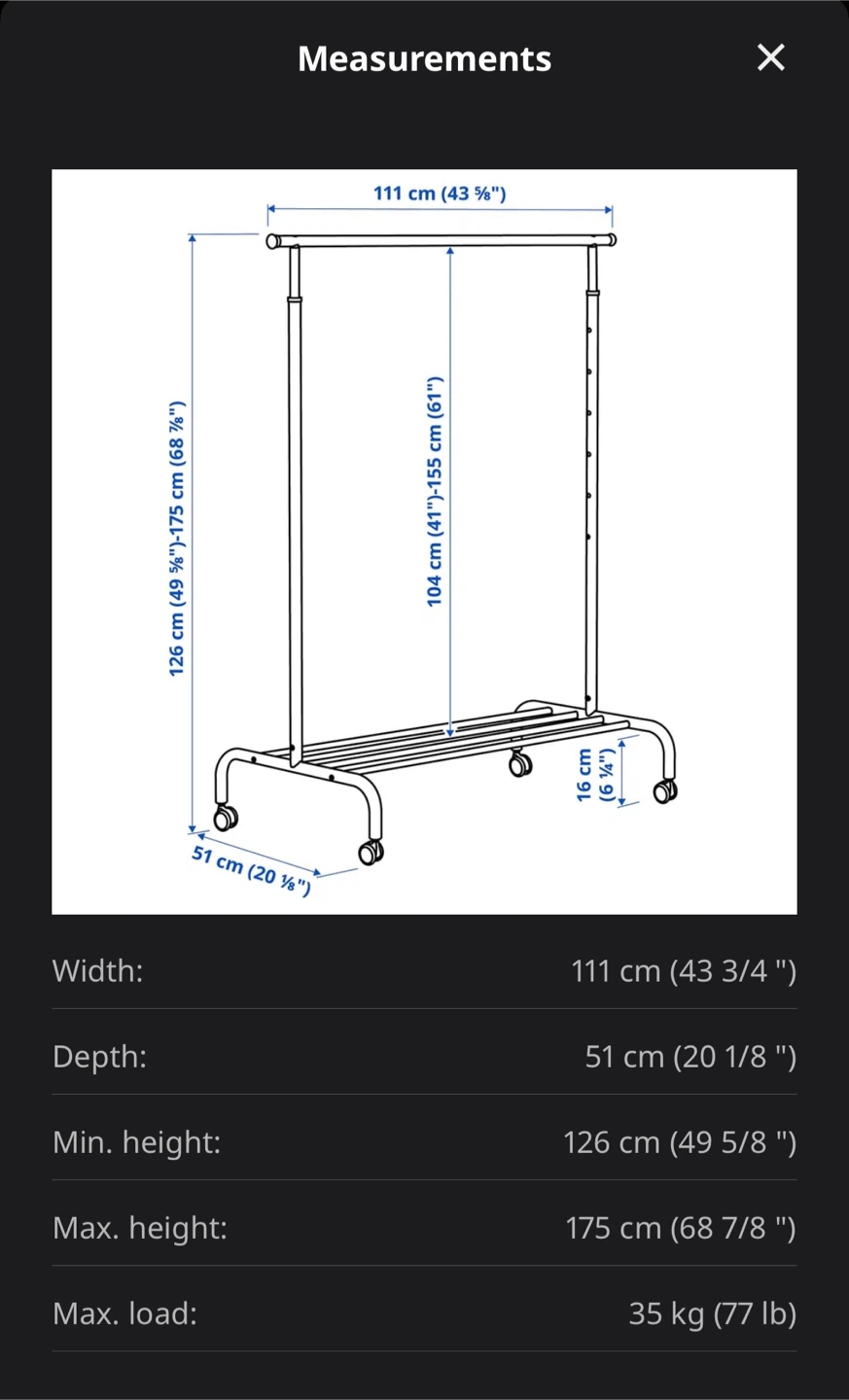 IKEA RIGGA Clothes Rack - White - photo 3