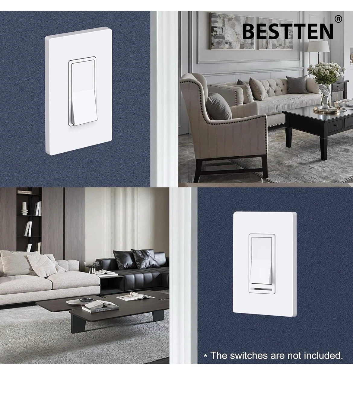 BESTTEN USWP6 Snow White Series Screwless Wall Plate 100 pack - photo 3