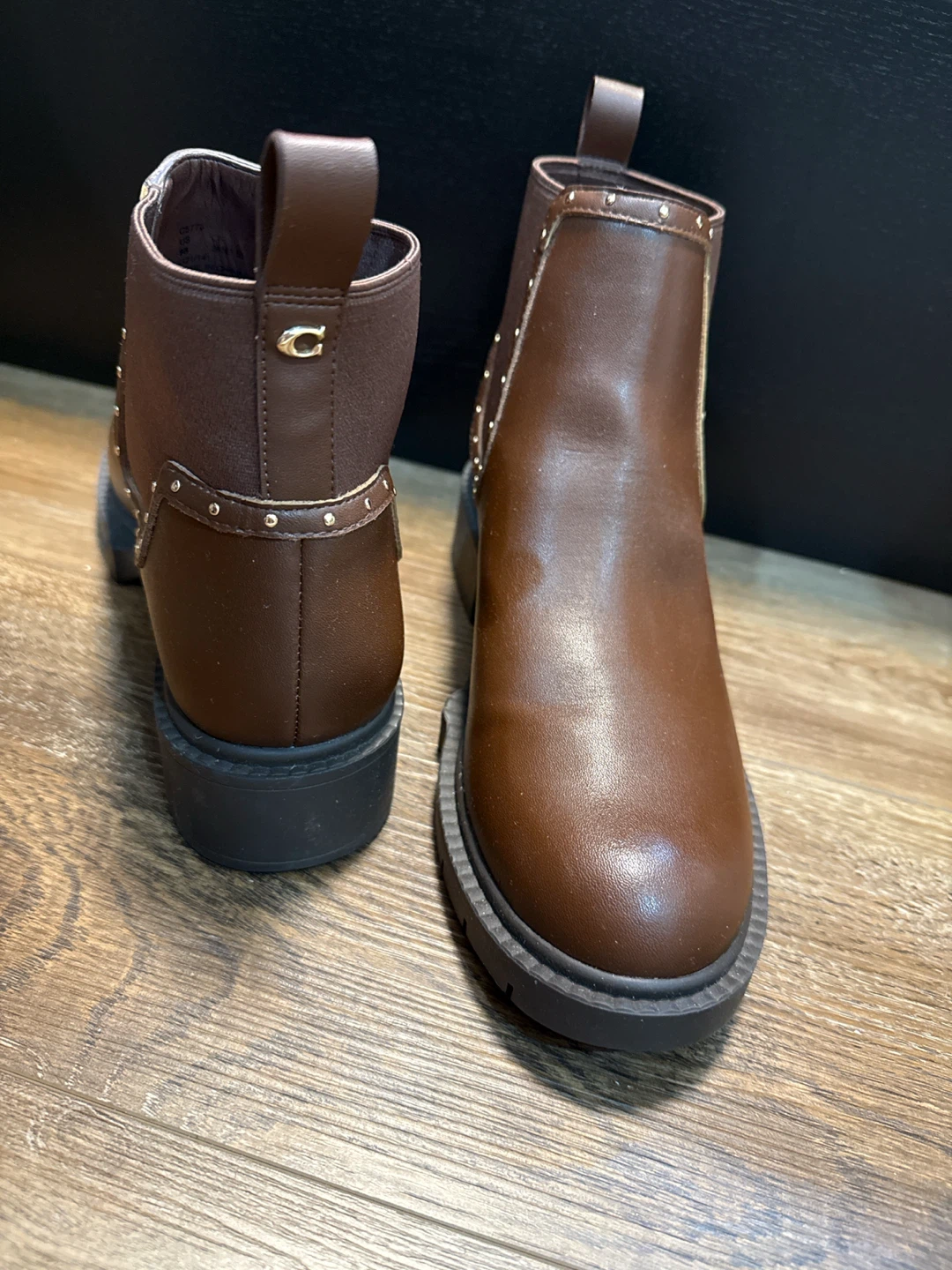 Brown Studded ankle length Chelsea Boots