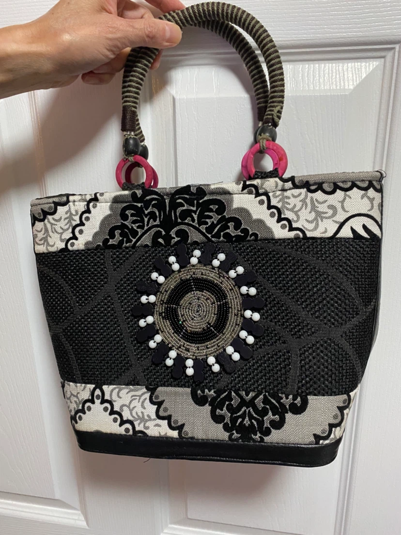 Beaded Handle Handbag