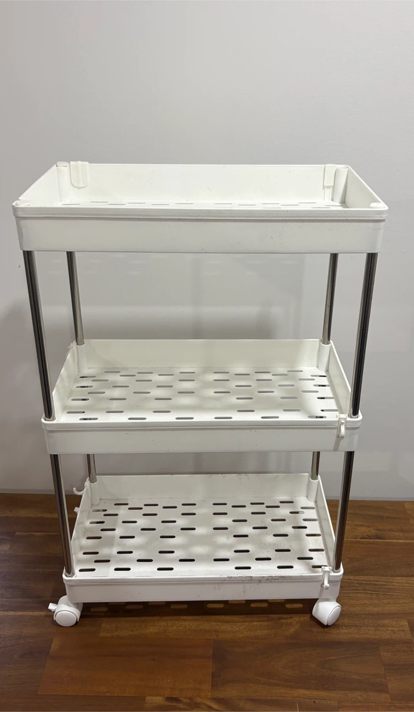 White 3-Tier Rolling Storage Cart