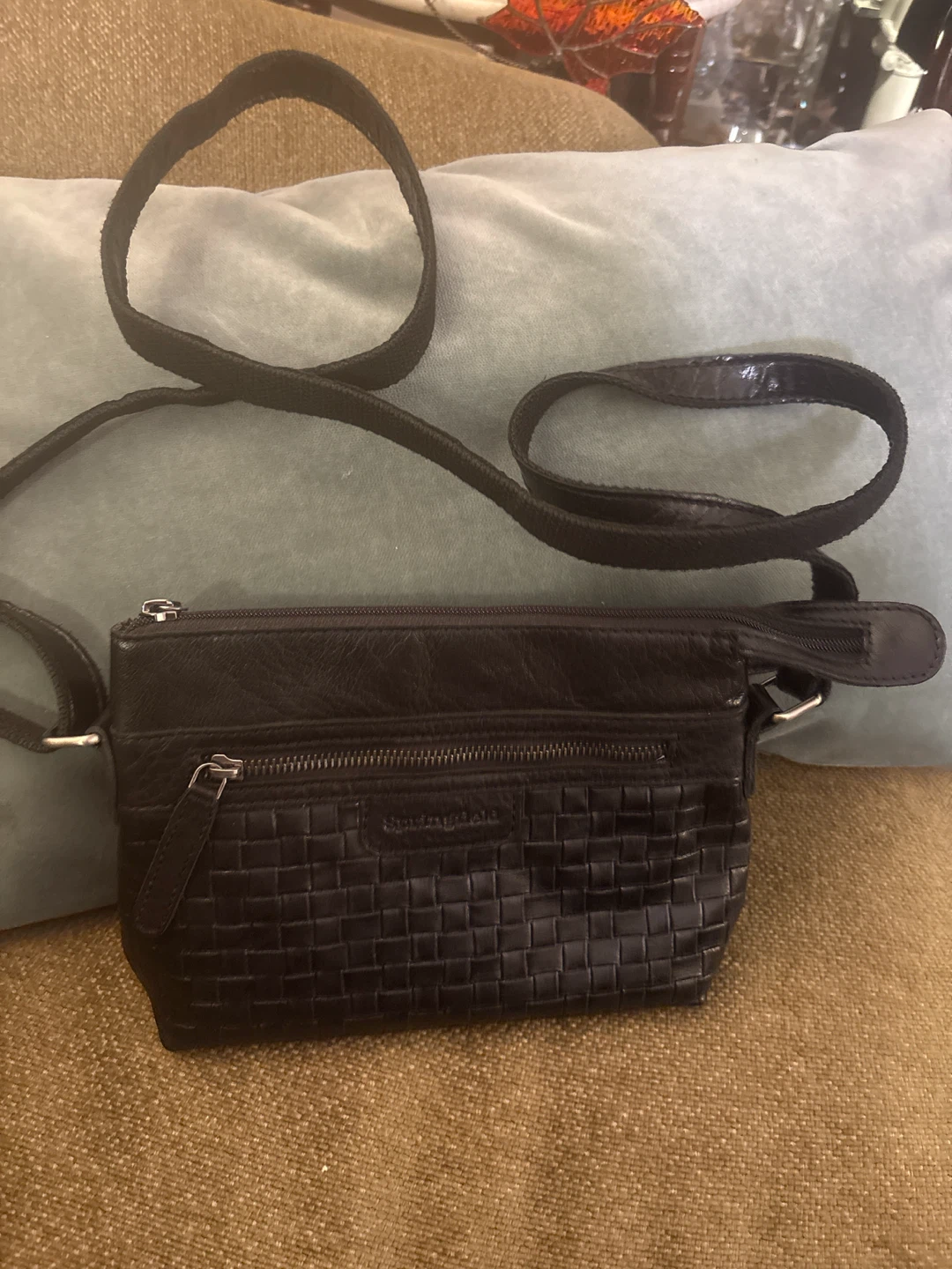 Springfield Leather Woven Crossbody Bag