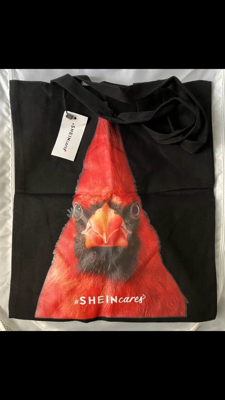 SHEIN Cardinal Print Tote Canvas Bag 🐦🐦‍🔥❤️🖤
