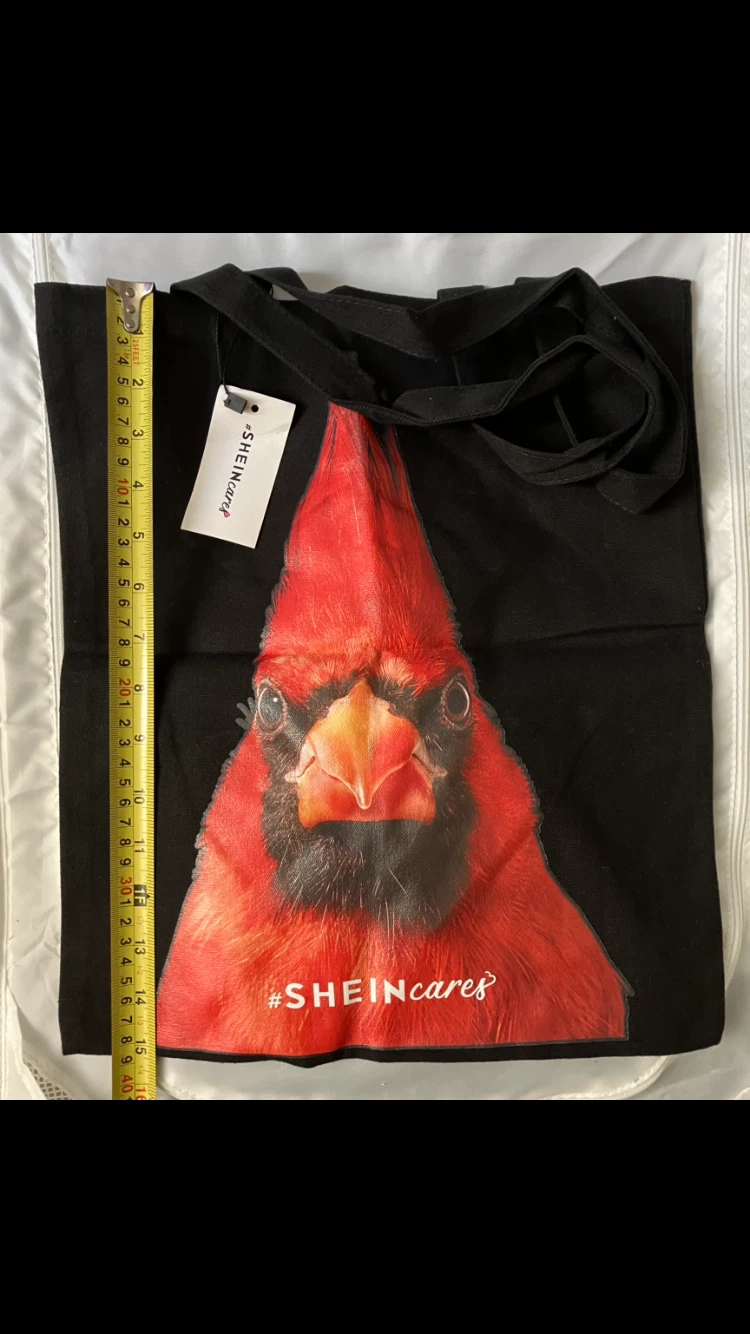 SHEIN Cardinal Print Tote Canvas Bag 🐦🐦‍🔥❤️🖤 - photo 2