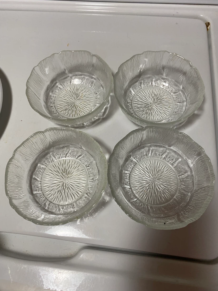 Set of 4 Clear Textured Glass Bowls - photo 2
