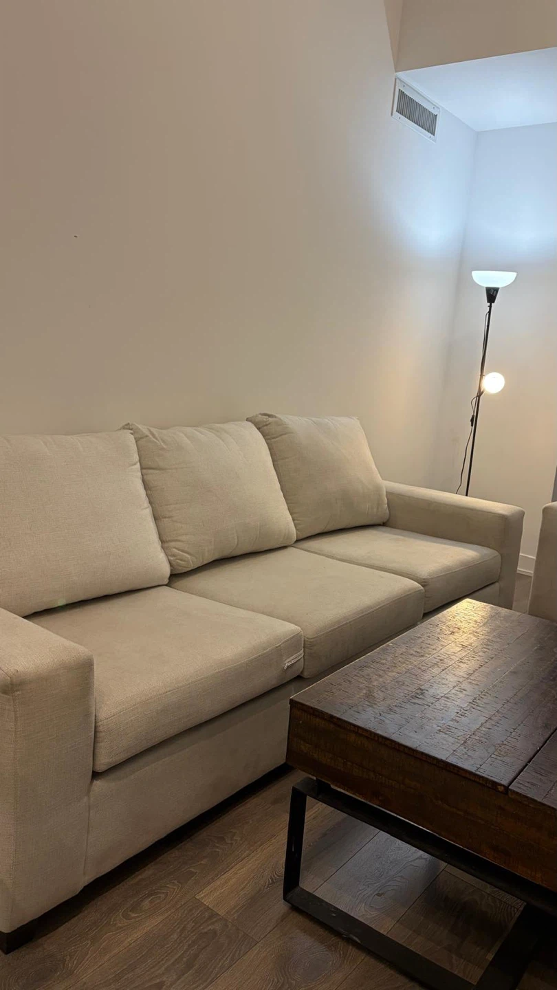 Beige Sofa and coffee table with lift top and the lamp - photo 2