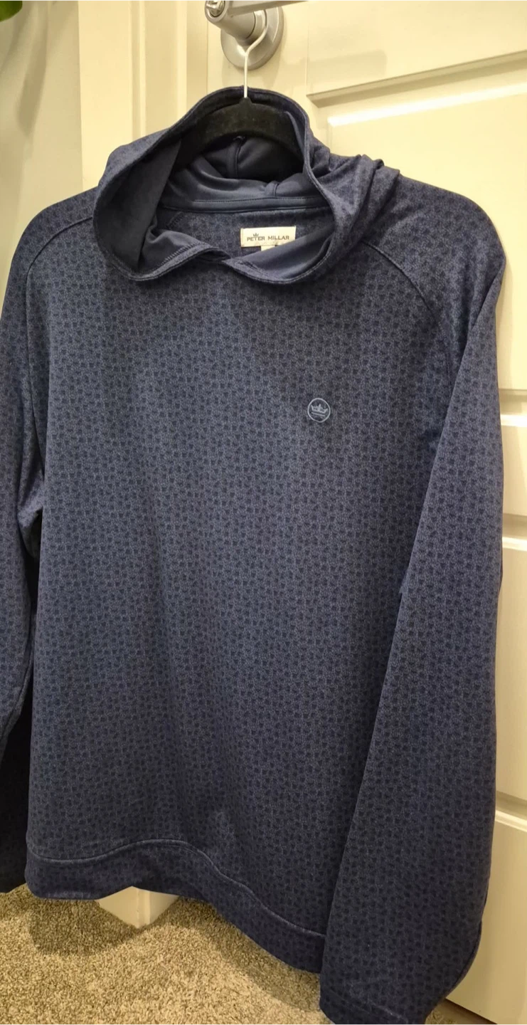 Peter Millar Navy Patterned Hoodie - Size L