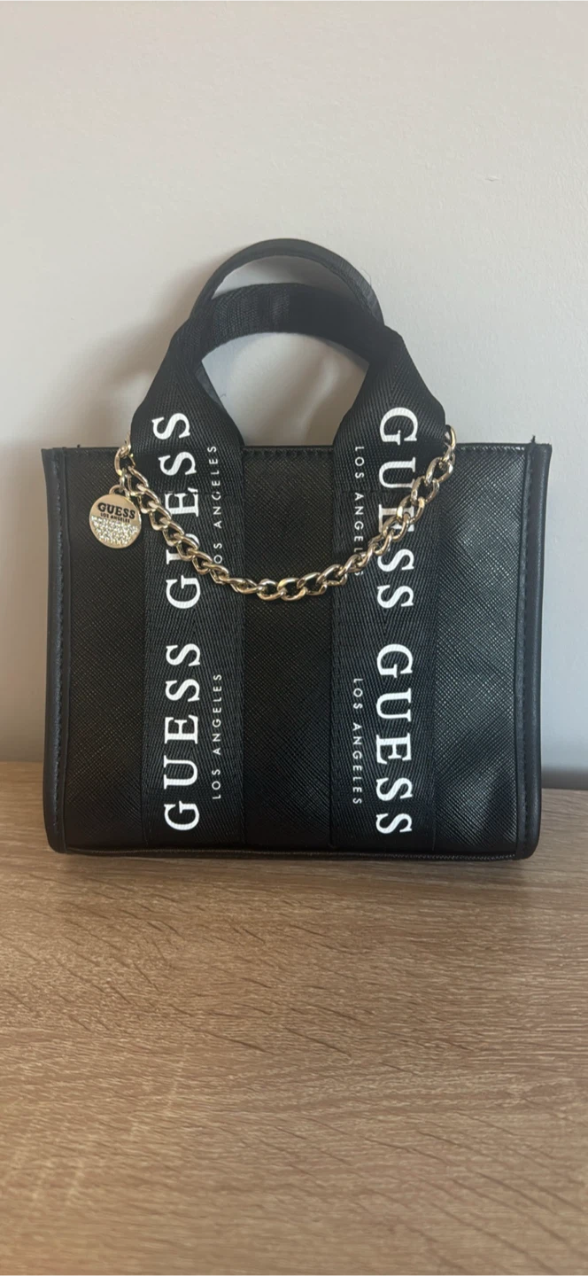 GUESS black tote bag with chain detail