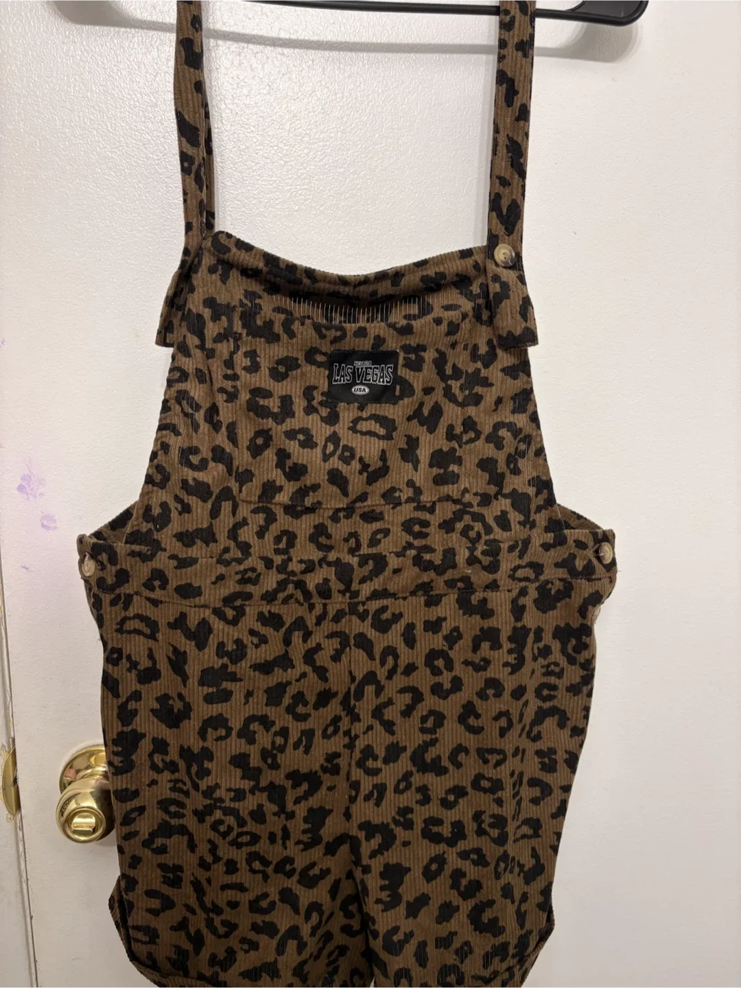 Las Vegas USA Leopard Print Corduroy Overalls