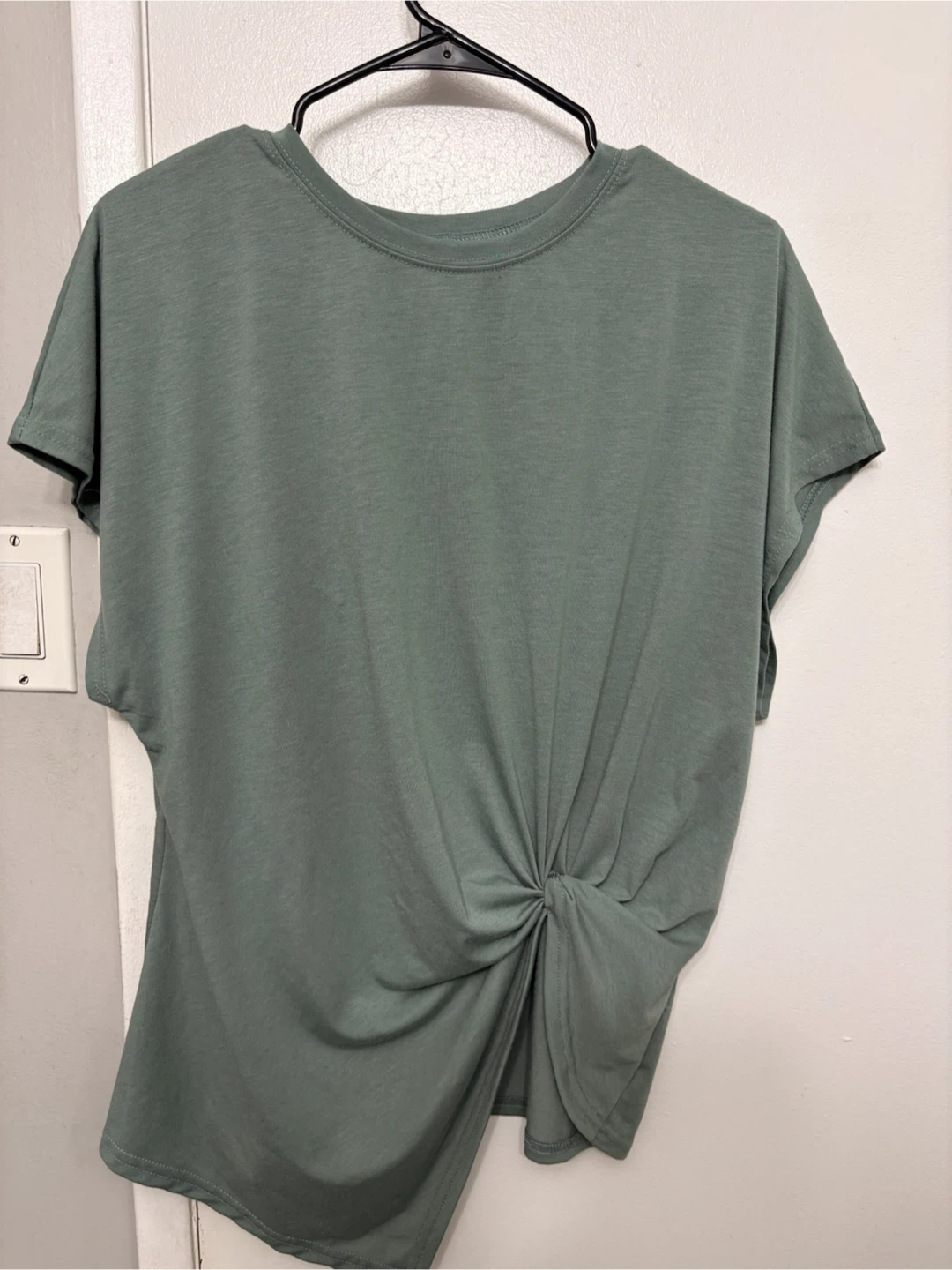 Twisted Hem T-Shirts - Teal & Dusty rose