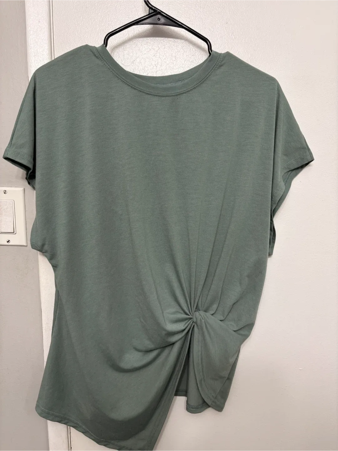 Twisted Hem T-Shirts - Teal & Dusty rose