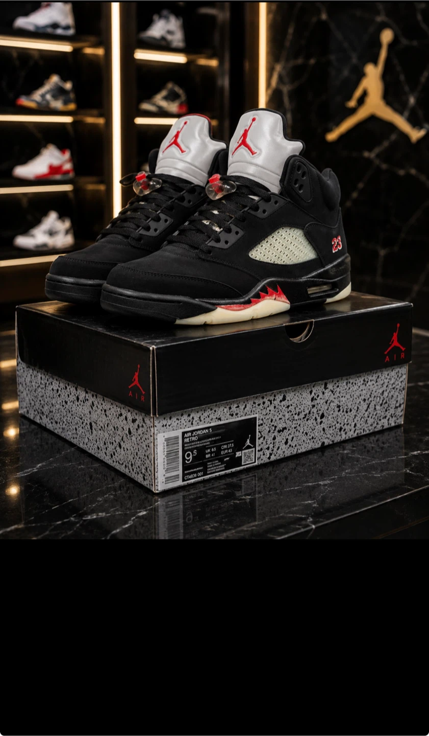 Air Jordan 5 Retro Black Red Sneakers size 9, 10, 11, 12, 13 - photo 3