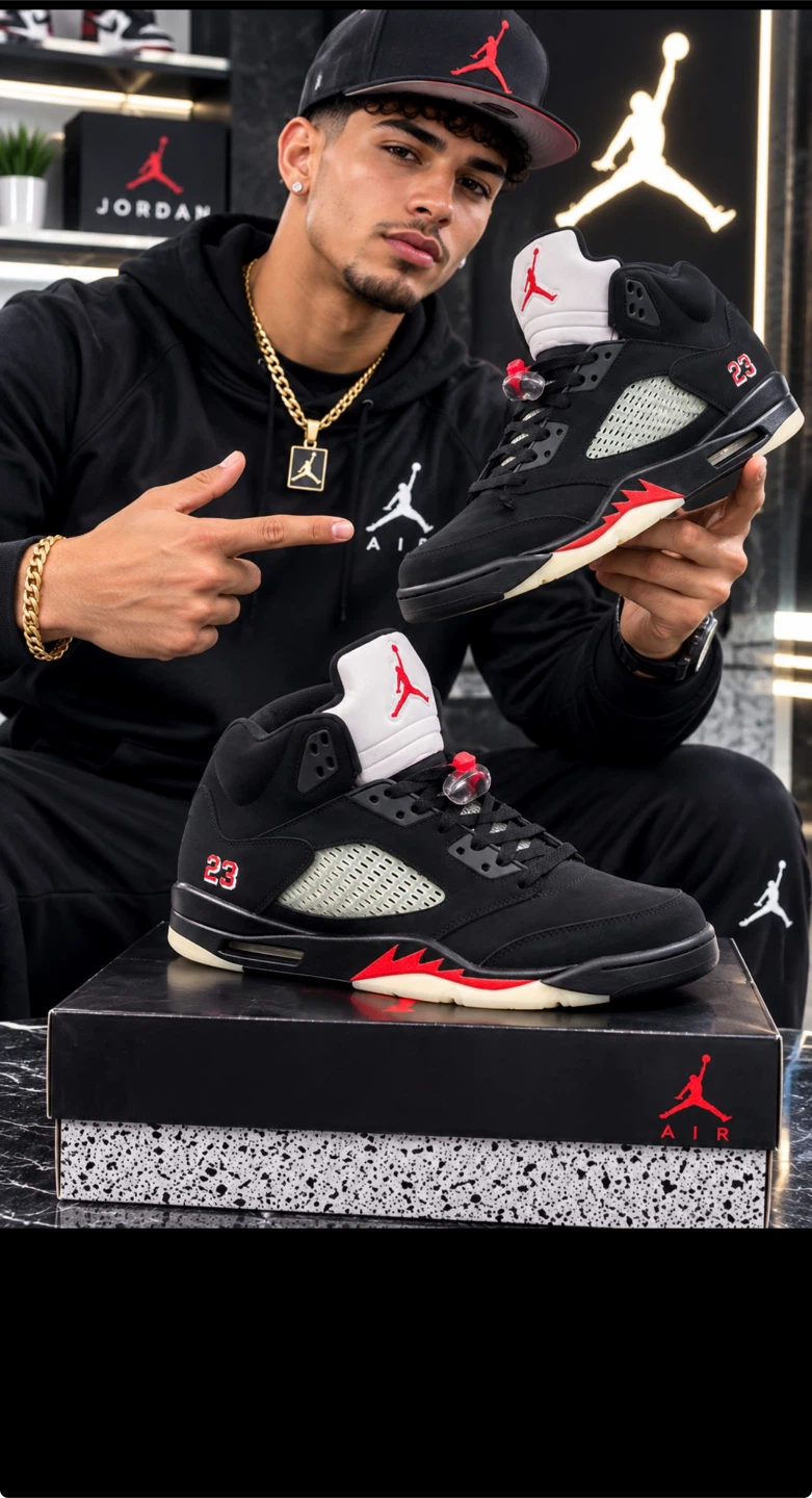 Air Jordan 5 Retro Black Red Sneakers size 9, 10, 11, 12, 13 - photo 4