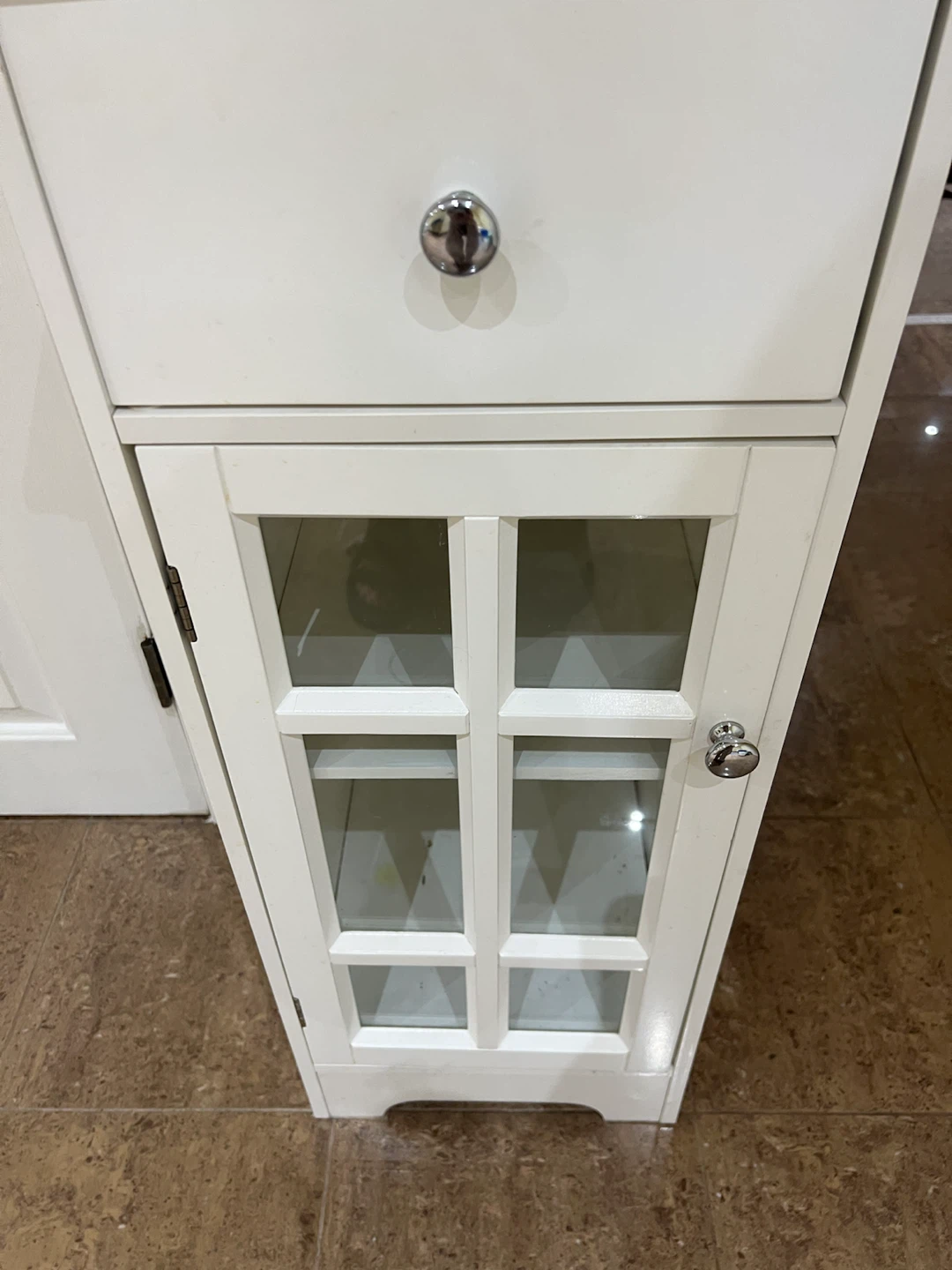 White Accent Cabinet with Drawer and Glass Door - photo 3