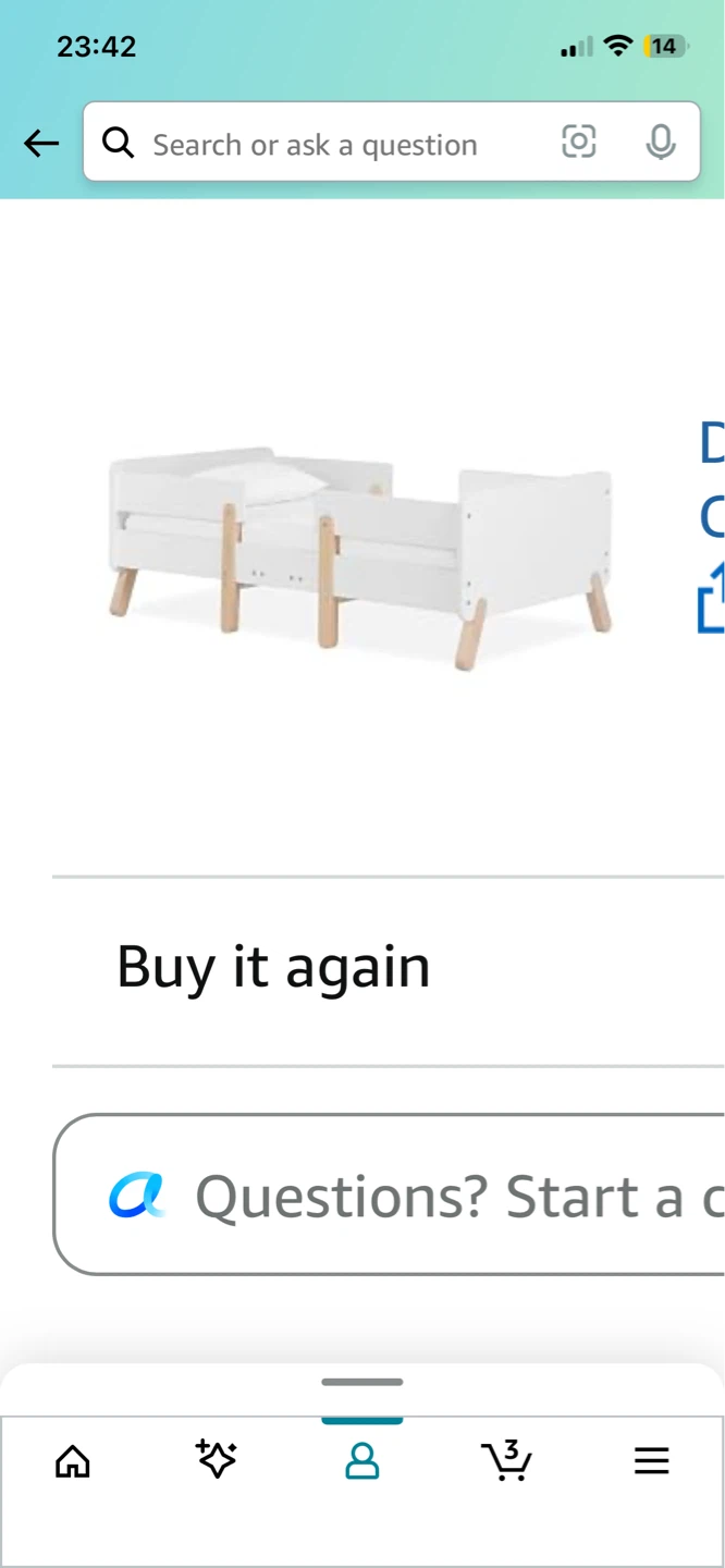 White Toddler Bed with Wooden Legs - photo 3