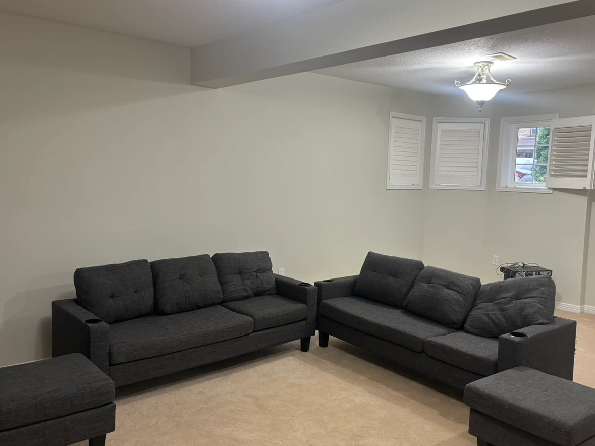 Dark Grey Sofa Set with Ottomans