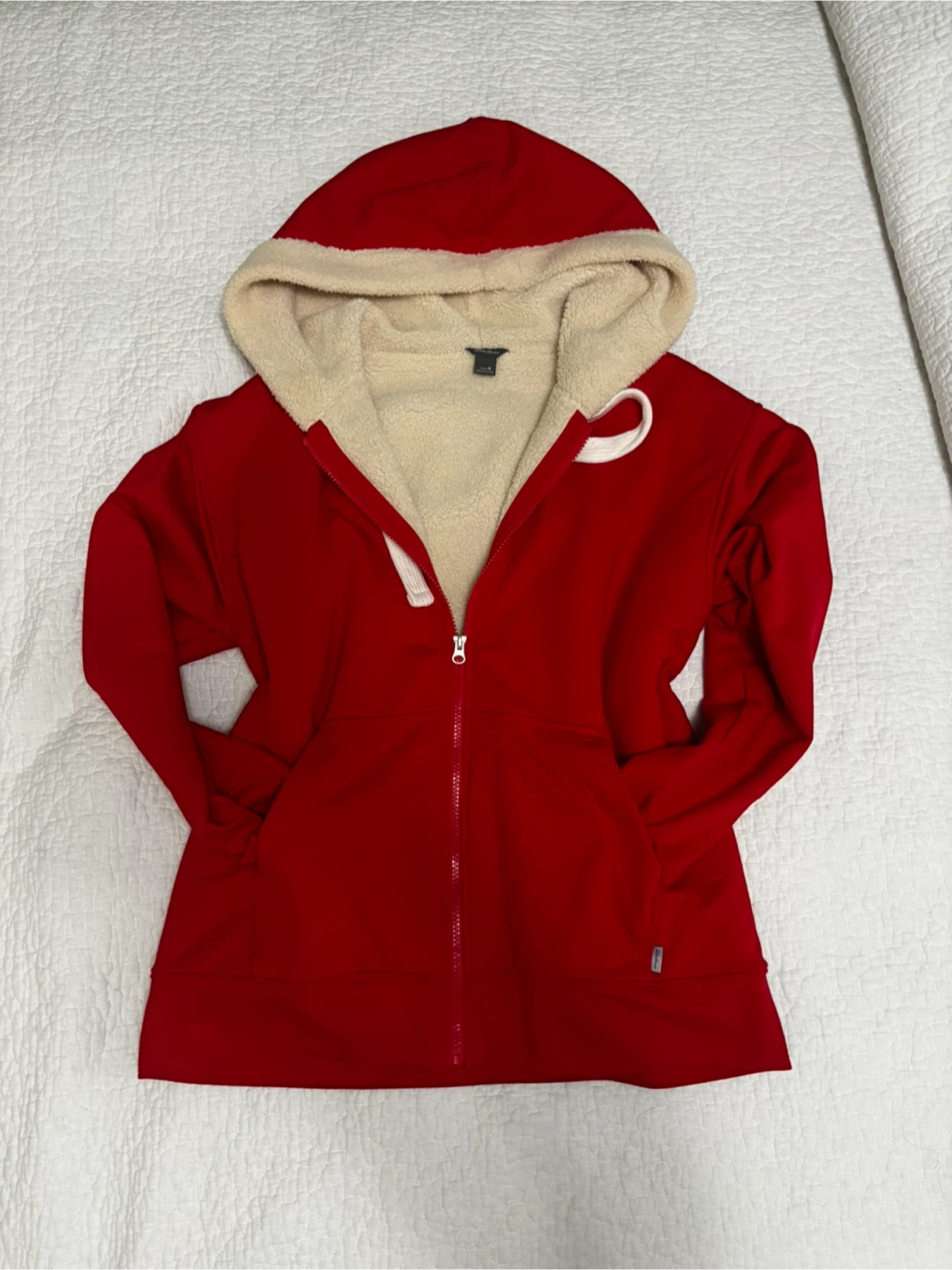 Eddie Bauer Red Sherpa Lined Zip-Up Hoodie