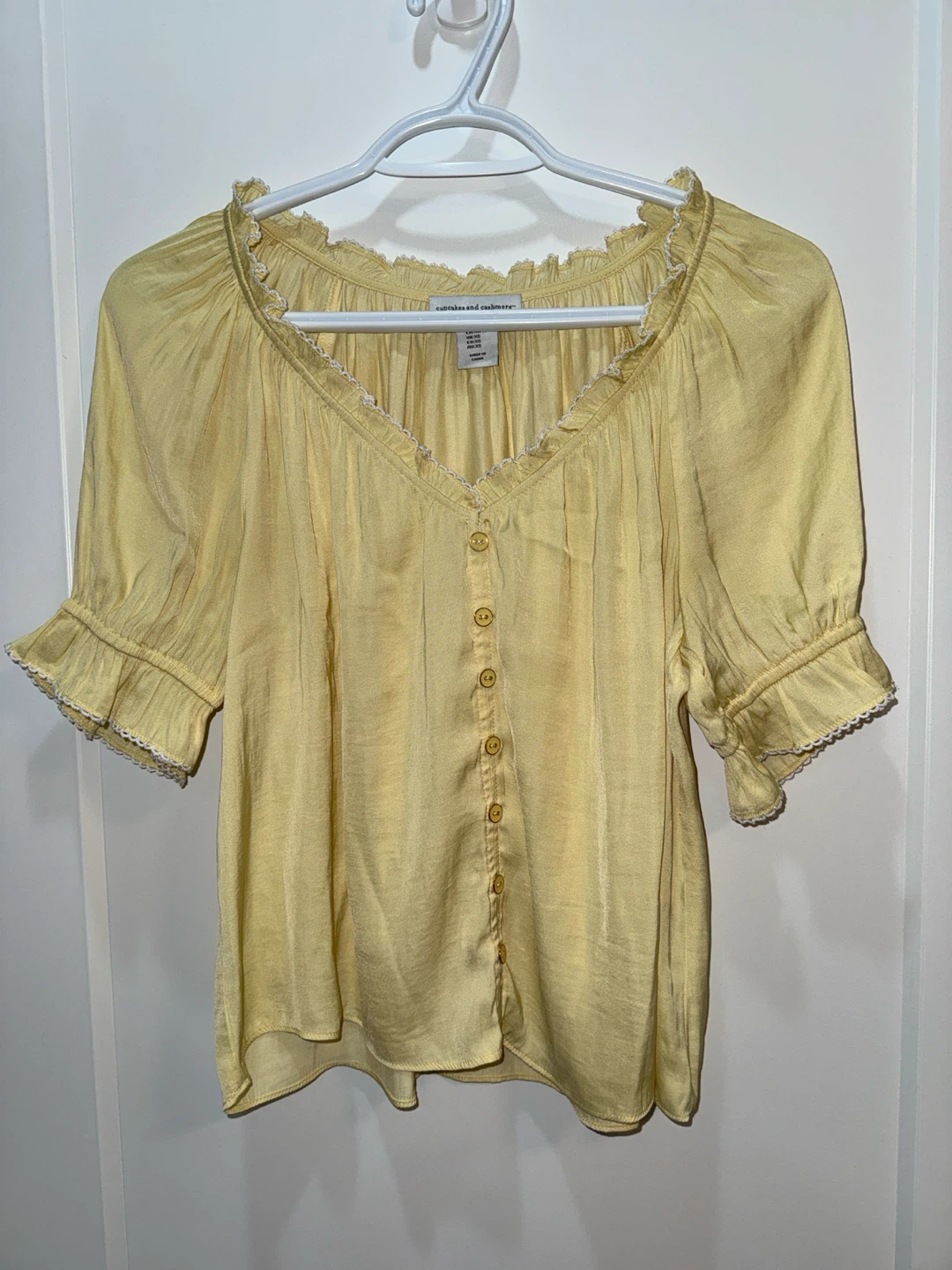 Yellow Blouse with Ruffled Sleeves