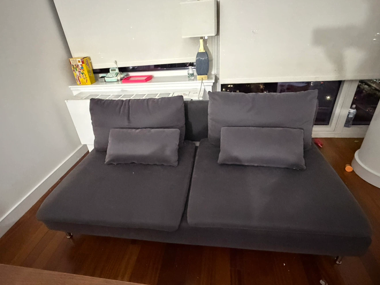 Dark Gray Loveseat Sofa with Pillows
