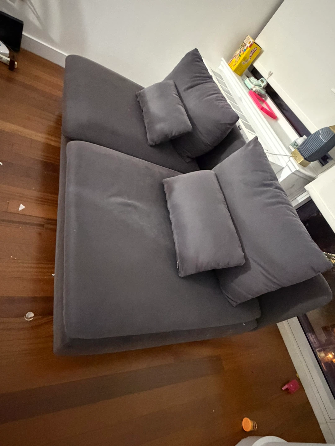 Dark Gray Loveseat Sofa with Pillows - photo 3