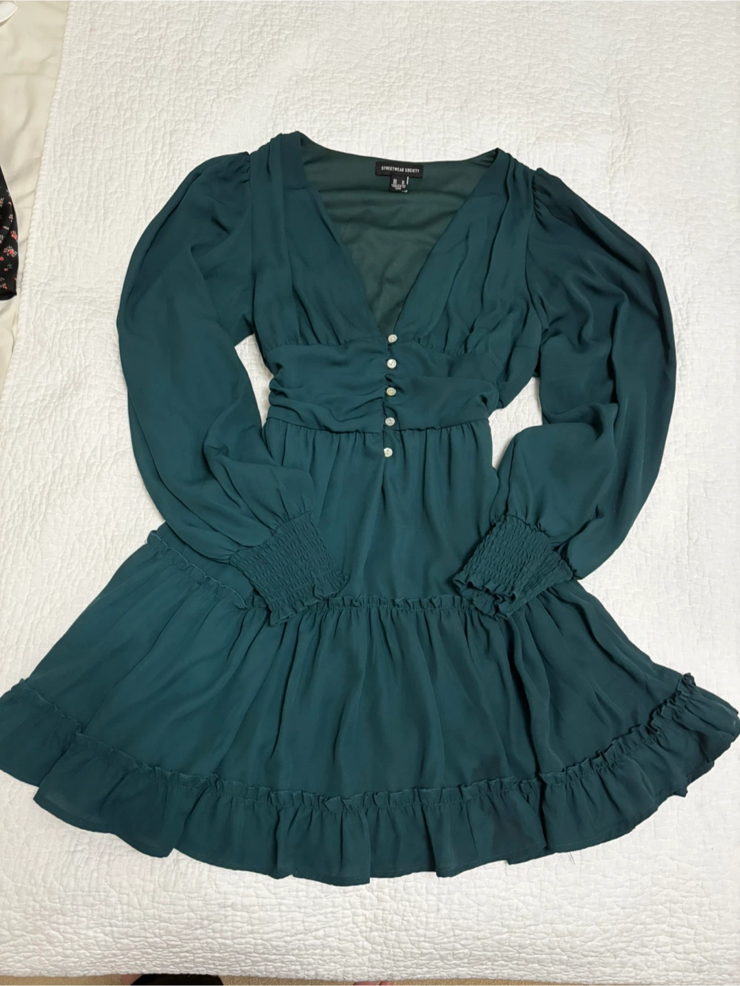 Emerald Green Ruffle Tiered Dress