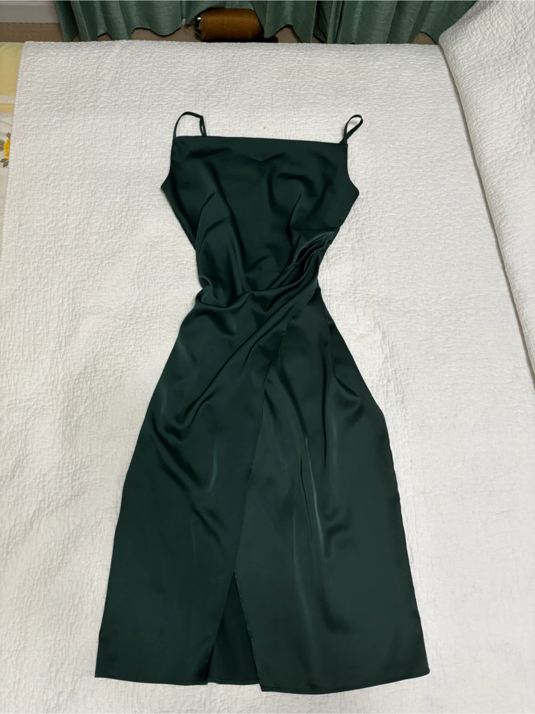 Luxury Emerald Green Satin Slip Dress