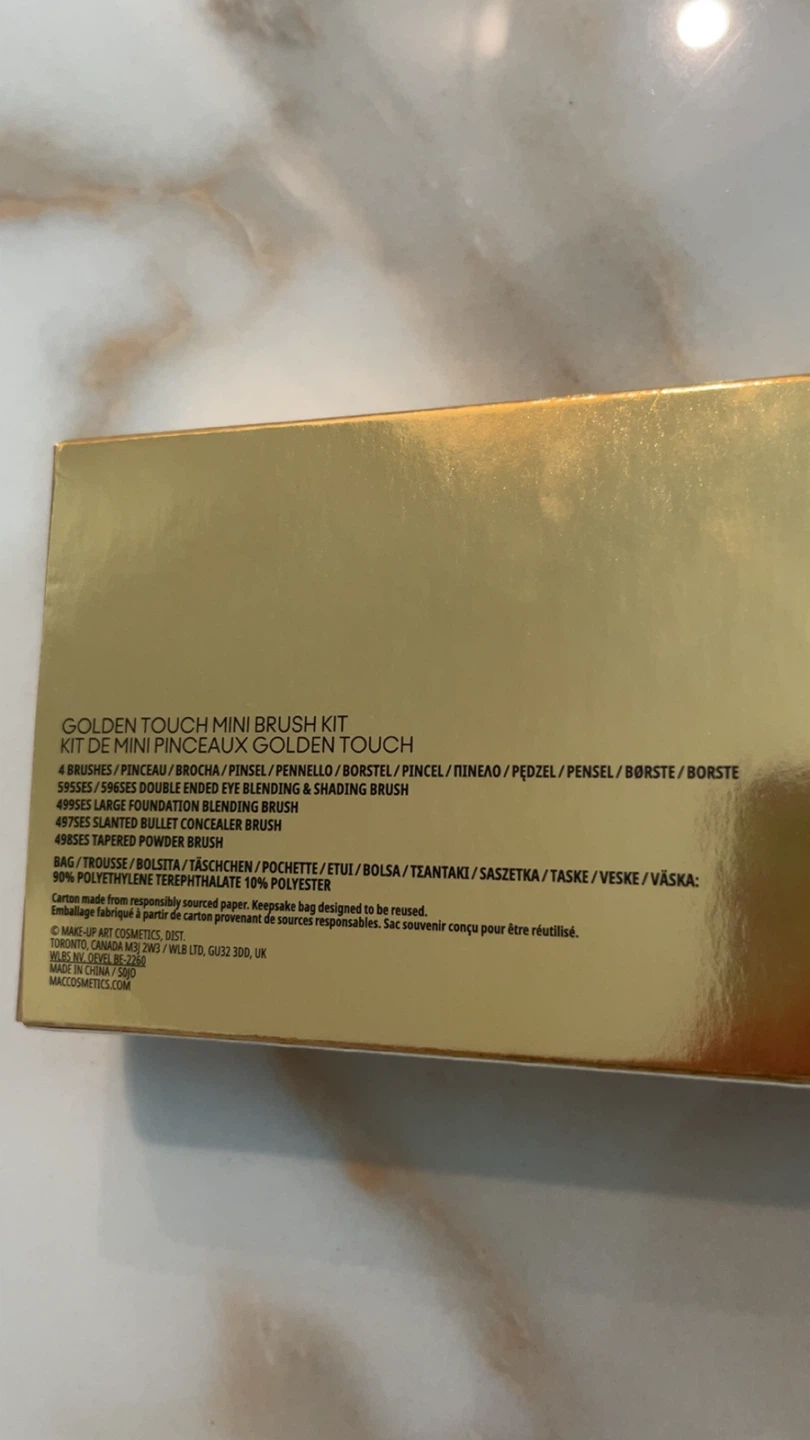 MAC Golden Touch Mini Brush Set 💛 Gold Sequin Bag + 4 Brushes - photo 3