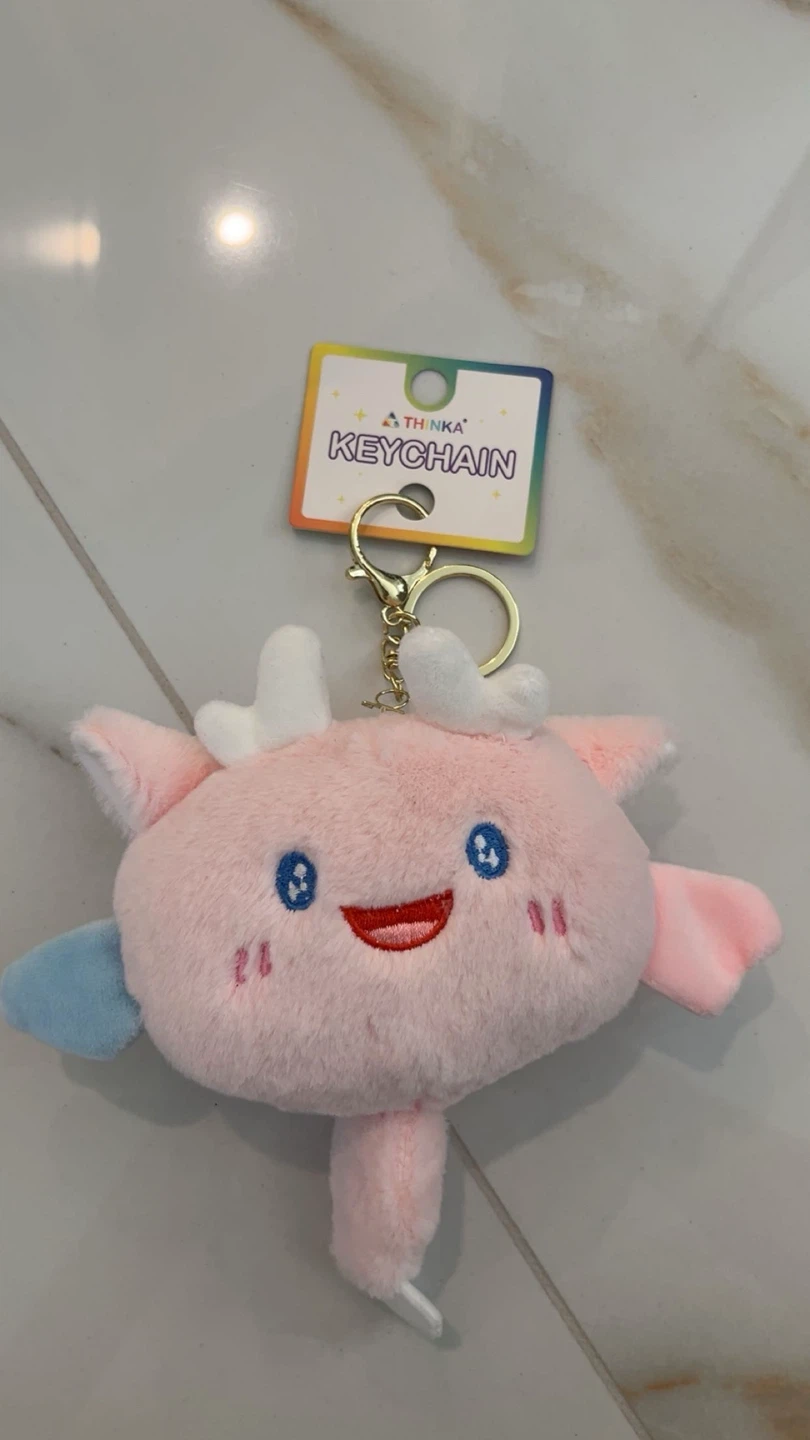 Cute Pink Axolotl Plush Keychain 🩷