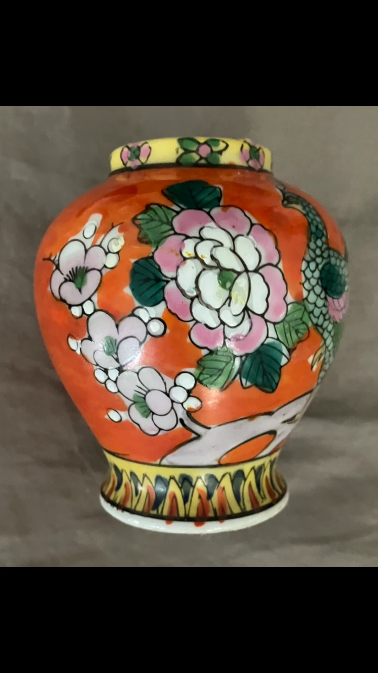 Small Ceramic Vase Peacock and Flower Design 🇯🇵🏺🧡🦚🕊️🌸🦜🪽🐦‍🔥 - photo 3