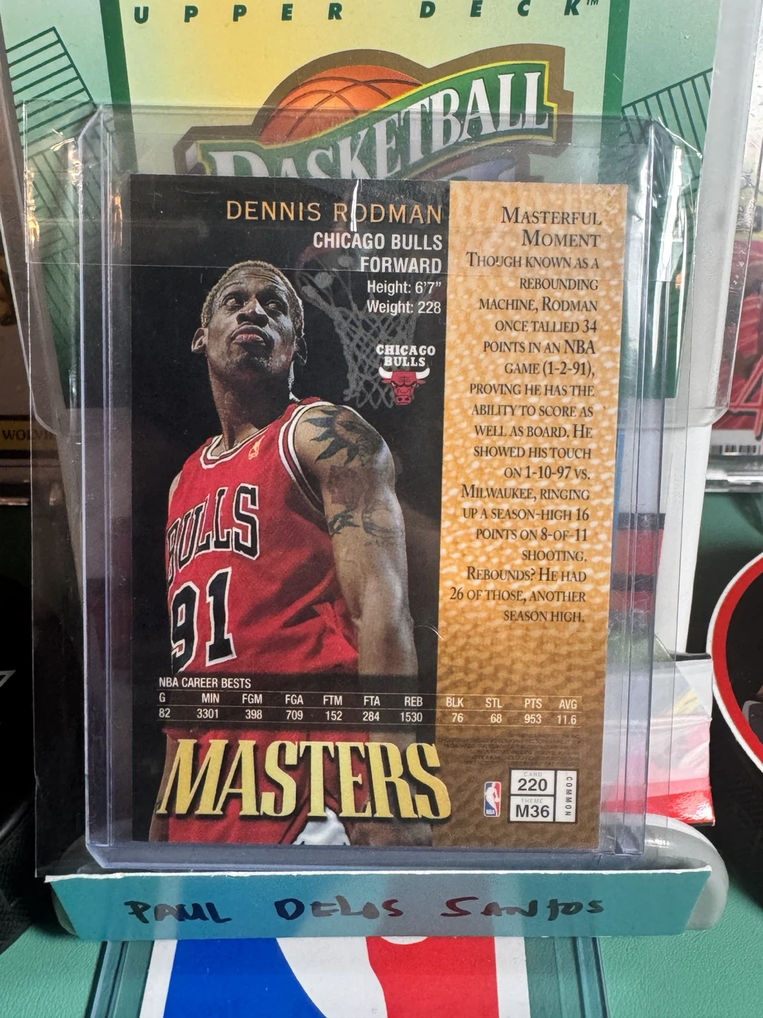 Dennis Rodman Chicago Bulls NBA Masters Basketball Card - photo 3
