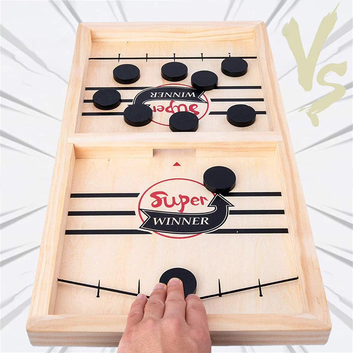 Super Winner Fast Sling Puck Wooden Tabletop Game