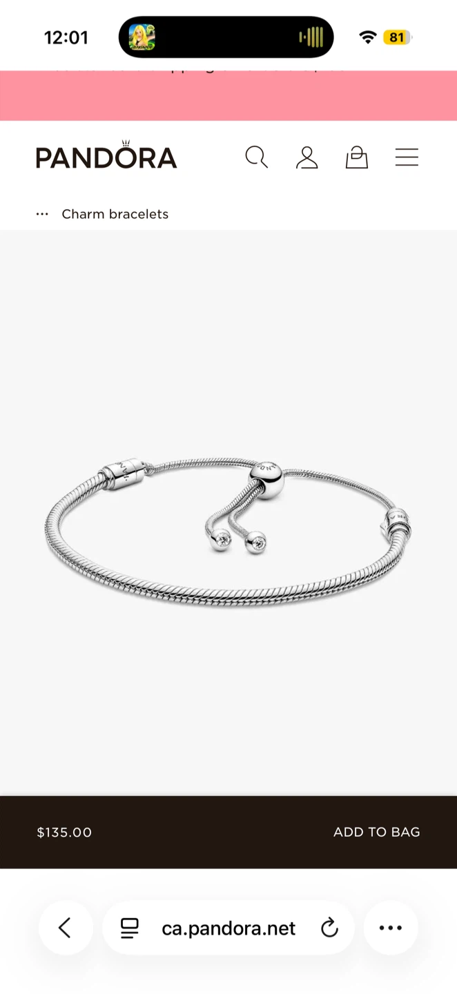 Pandora Sterling Silver Moments Snake Chain Bracelet - photo 2