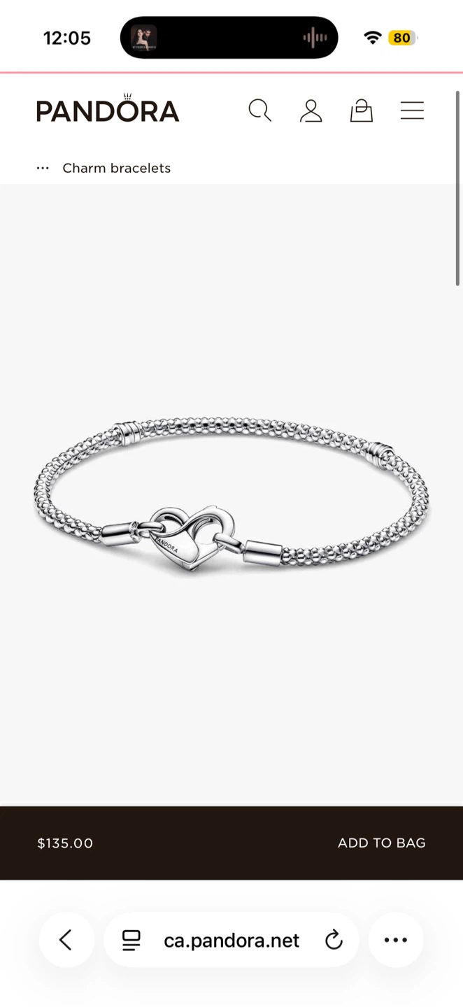Pandora Sterling Silver Heart Clasp Bracelet