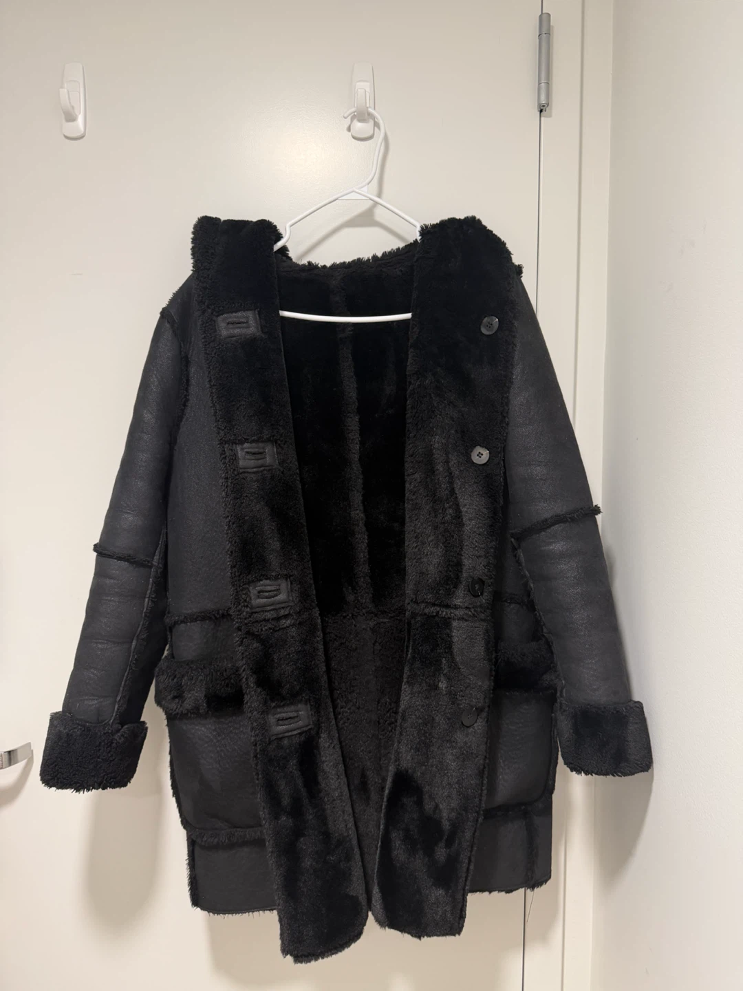 Black Faux Fur Lined Coat
